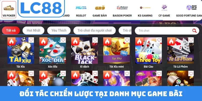 Đối tác chiến lược tại danh mục game bài